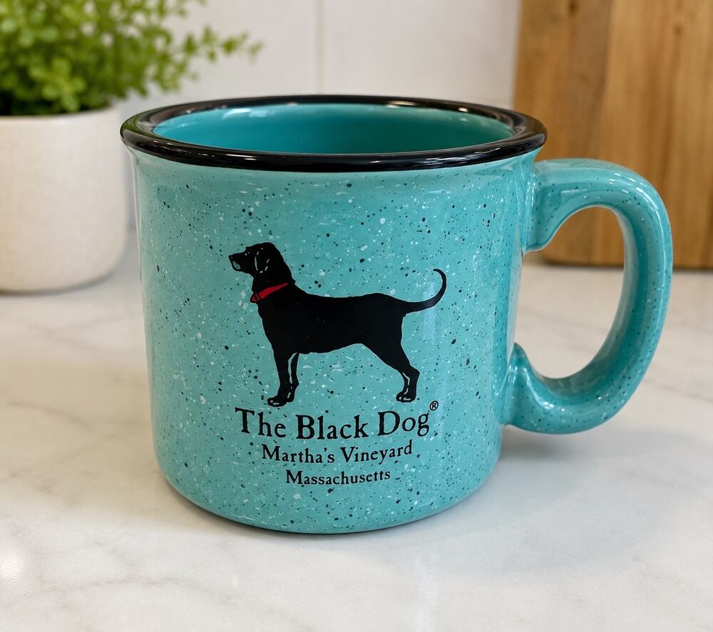 The Black Dog Martha’s Vineyard Teal Speckled Camp Mug Massachusetts M-Ware